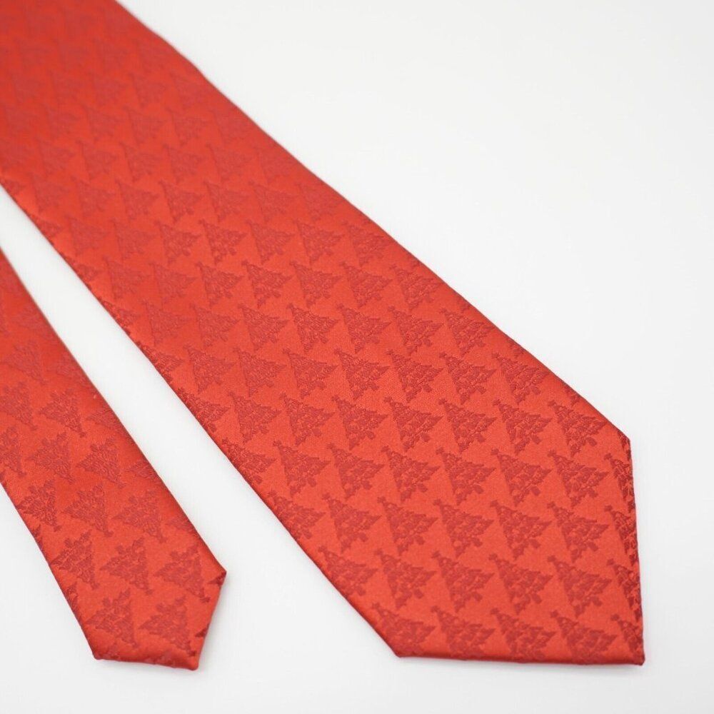 Yule Tie Greetings Hallmark Red Christmas Tree‎ Woven Polyester Tie